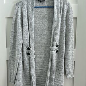 Fortune + Ivy Heather Gray Open Front Cardigan Sweater